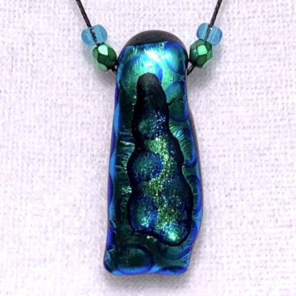 Italian Linea UR Khan Dichroic Glass Jewelry 3pc Set - Picture 4 of 15